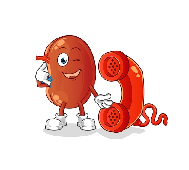 Kidney call mascot cartoon vector