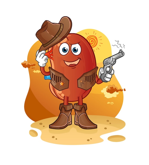 Kidney cowboy with gun character vectorxA