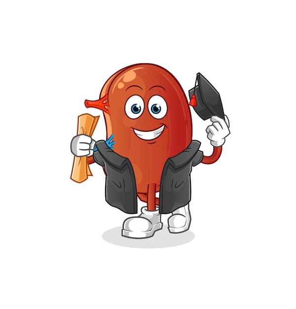 Kidney graduation vector cartoon characterxa