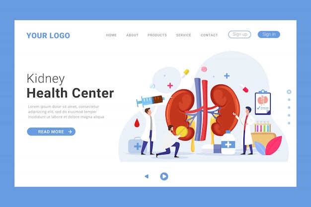 Kidney health center landing page template