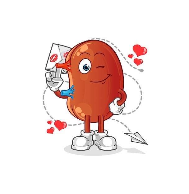 Kidney hold love letter illustration character vectorxA