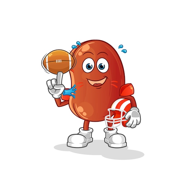 Kidney playing rugby character cartoon mascot vectorxA