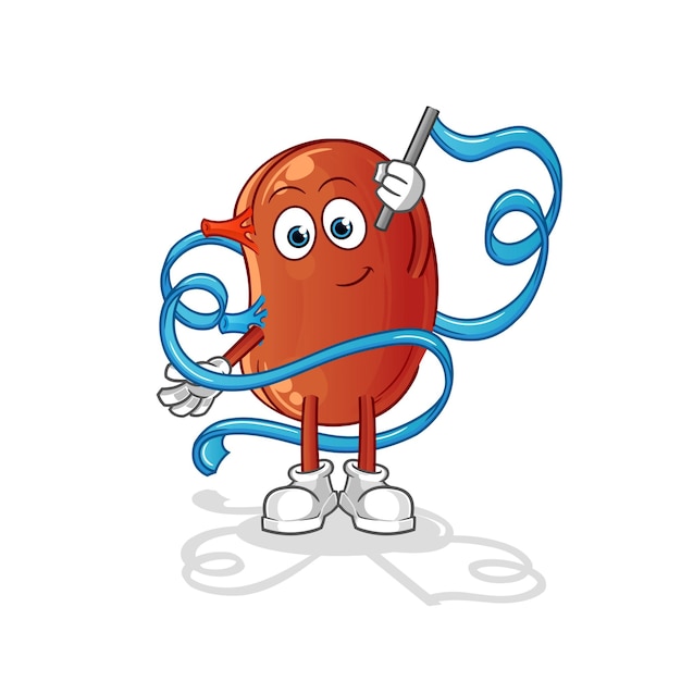 Kidney Rhythmic Gymnastics mascot cartoon vectorxA