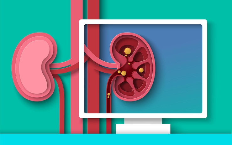 Vector kidney stones disease paper cut d vector