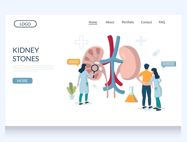 腎臓結石ベクトル ウェブサイトのランディング ページのデザイン テンプレート