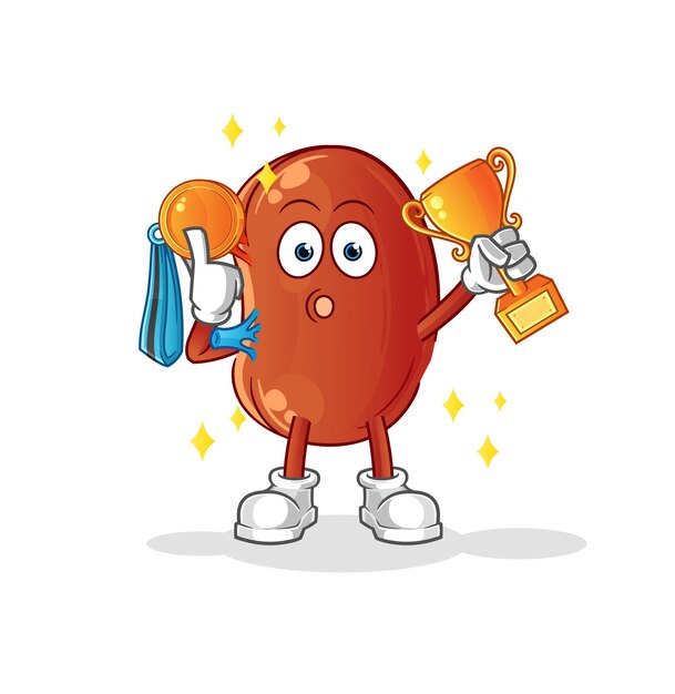 Kidney winner with trophie cartoon characterxA