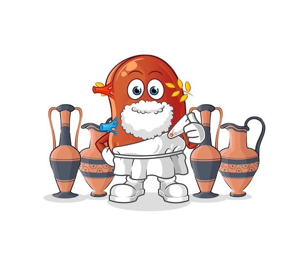 Kidney with greek clothing cartoon mascot vectorxA