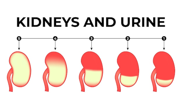 Illustrazione del vettore dei reni e dell'urina