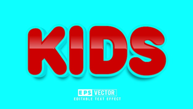 Kids 3d editable text effect vector smart object