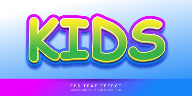 kids 3d editable text effect