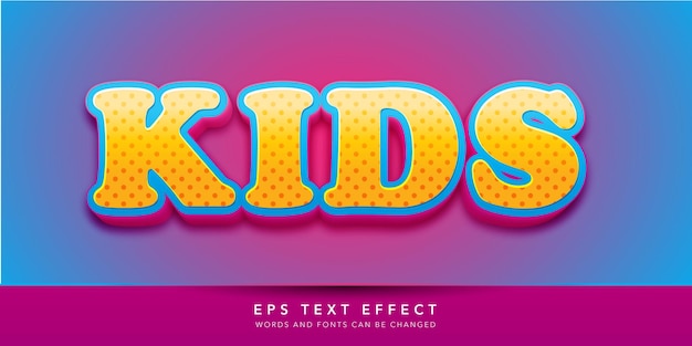 Vector kids 3d editable text effect