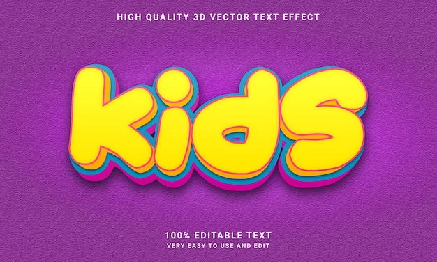 Vector kids 3d editable text style effect with premium vector background