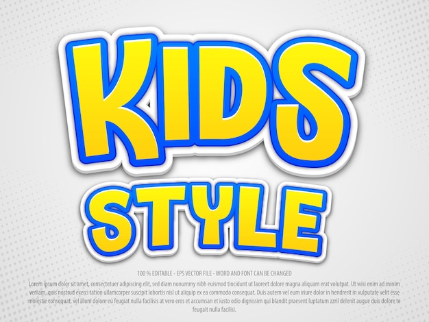 Kids 3d sticker style editable text effect