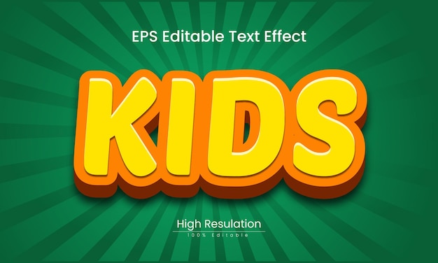 Kids 3d text effect editable file