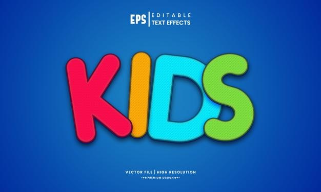 Kids 3d text effect editable layer style mockup template