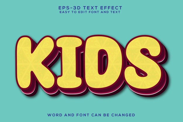 Kids 3d text effect and editable