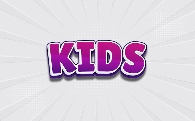 Kids 3d text effect template premium style