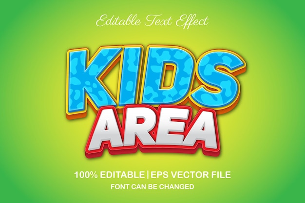 Kids area 3d editable text effect