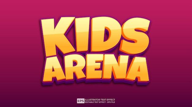 Vector kids arena editable text effect font