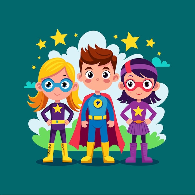 Kids as a superheroes vector illustration