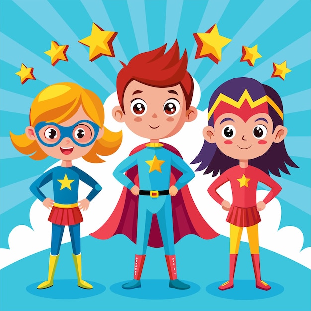 Vector kids as a superheroes vector illustration