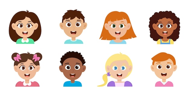 Kids avatar Happy smiling boy and girl illustration