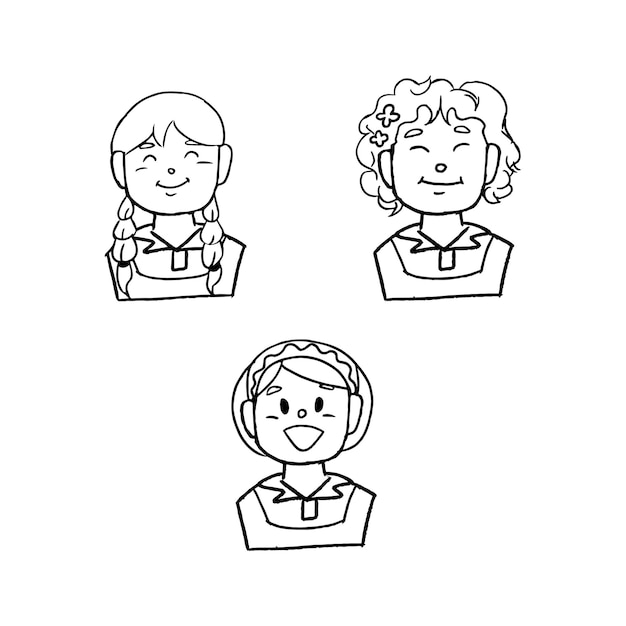 Kids avatar line art vector