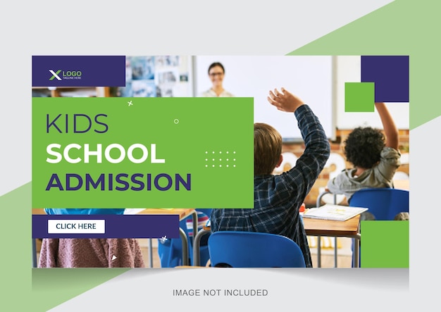 Vector kids back to school admission youtube video thumbnail and web banner template