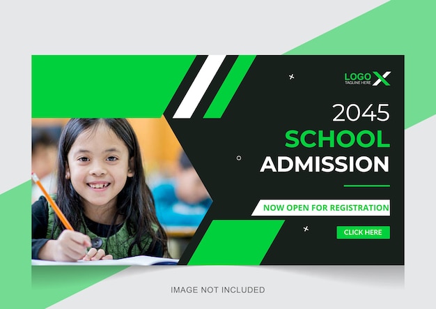 kids Back to school admission youtube video thumbnail and web banner template