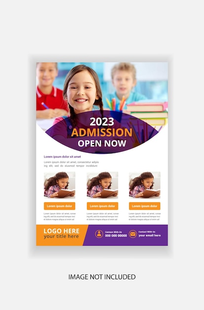 Vector kids back to school education admission flyer design template