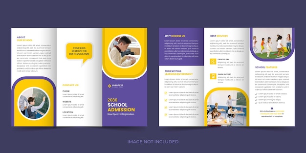 Kids back to school education admission trifold brochure template or school admission brochure