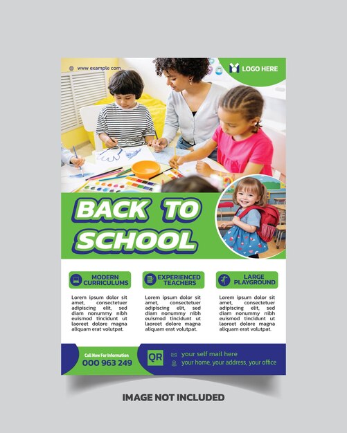 Kids back to school flyer e premium admission leaflet o home school poster a4