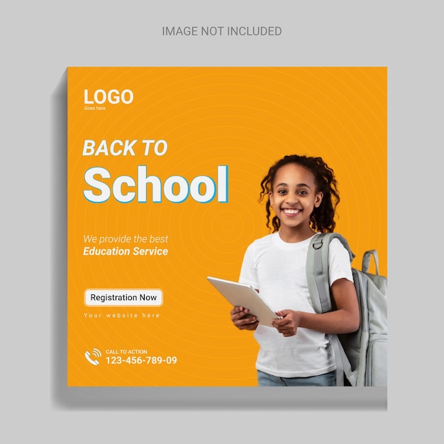 Kids back to school modern social media banner design template