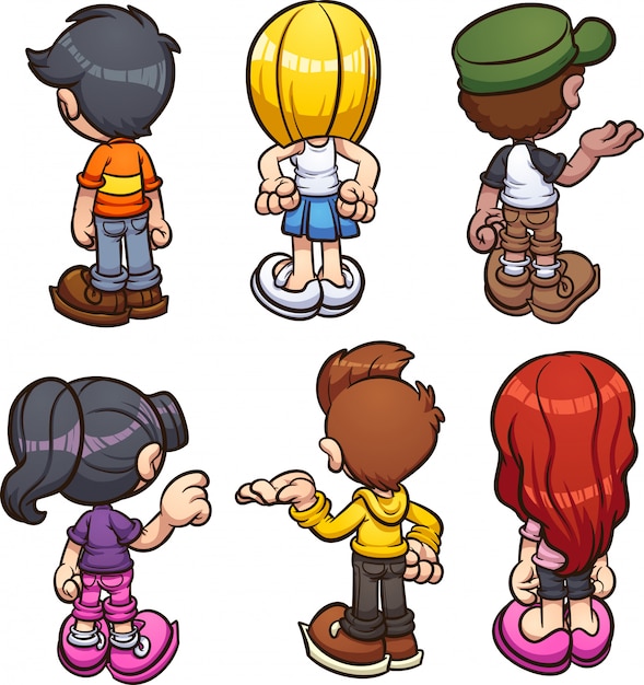 Vector kids back view