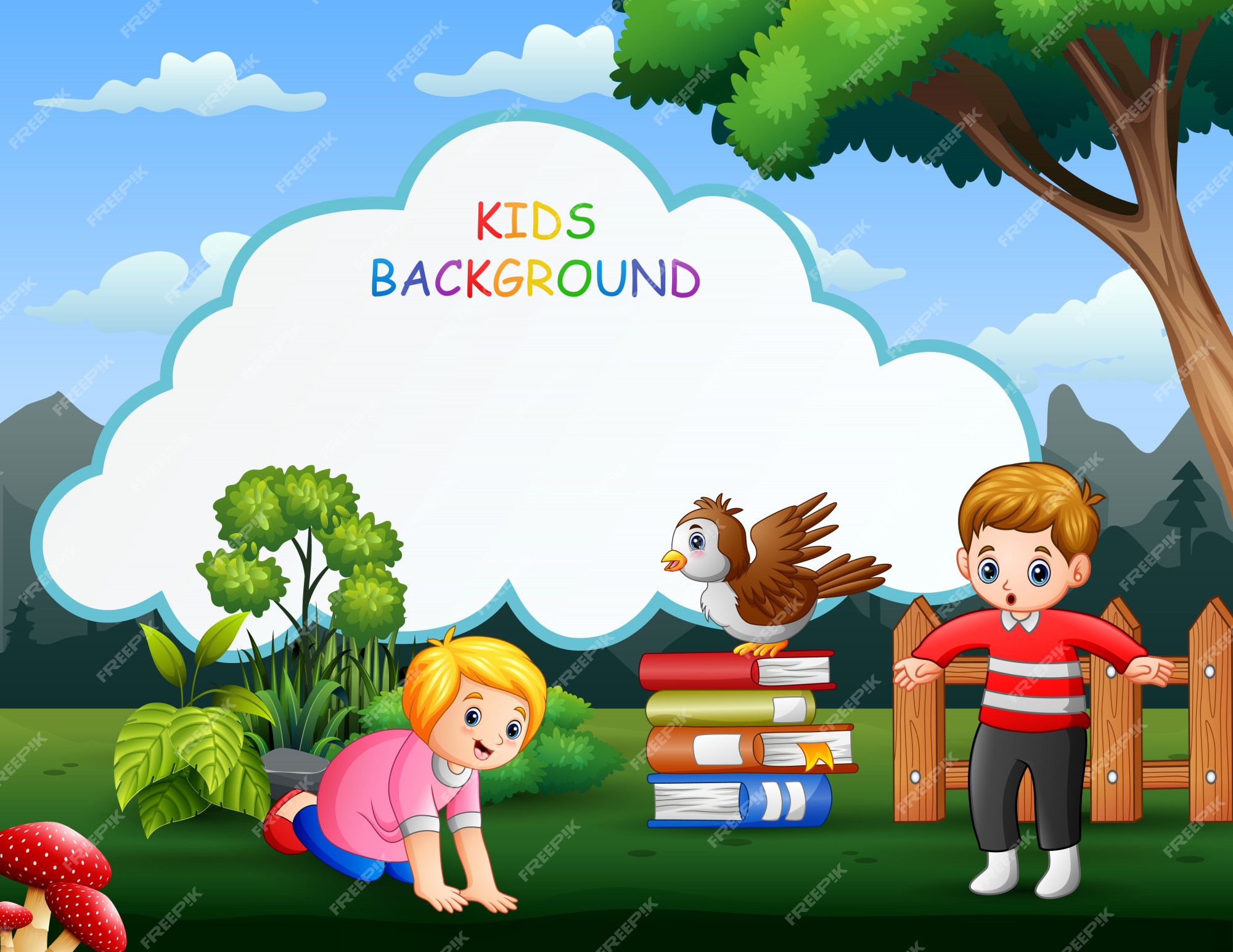 Premium Vector | Kids background template with happy children Premium Vector | Kids background template with happy children