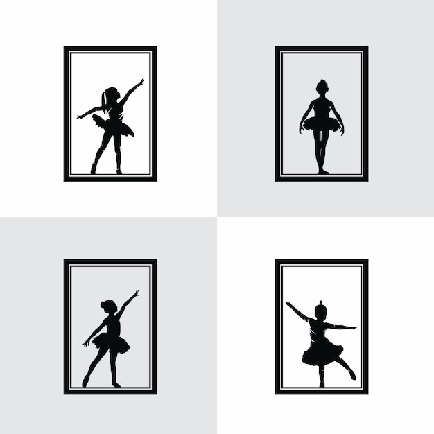 Vector kids ballet with a frame