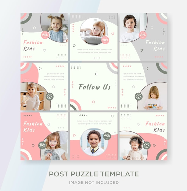 Kids banner puzzle banner for feed social media instagram puzzle post  premium