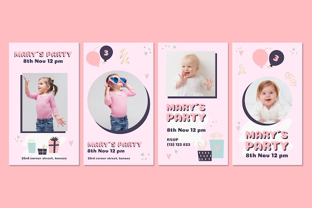 Kids birthday instagram story collection