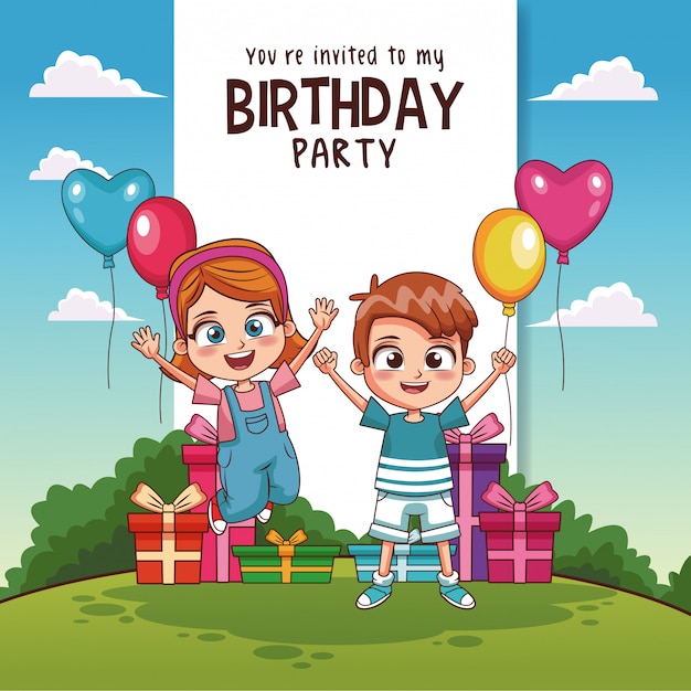 Kids birthday party card invitation