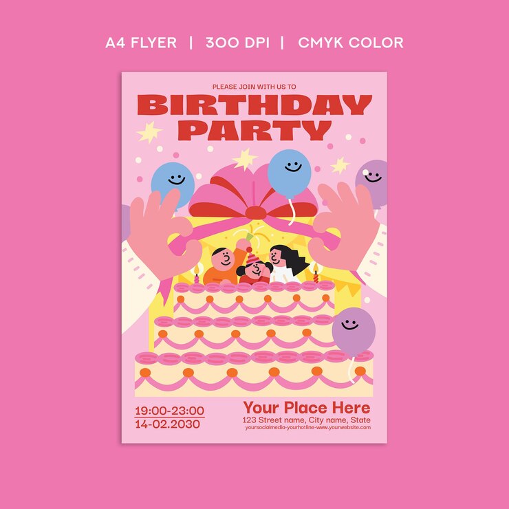 Vector 어린이 생일파티 플라이어