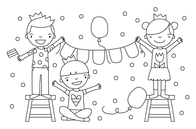 Vector kids birthday party vector illustration