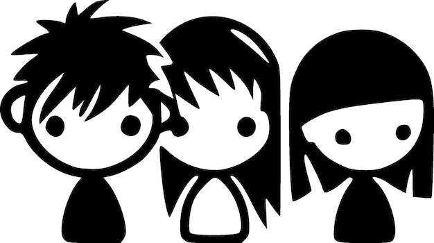 Kids Black and White Isolated Icon Vector illustration