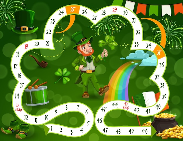 Kids board game template st patricks day theme