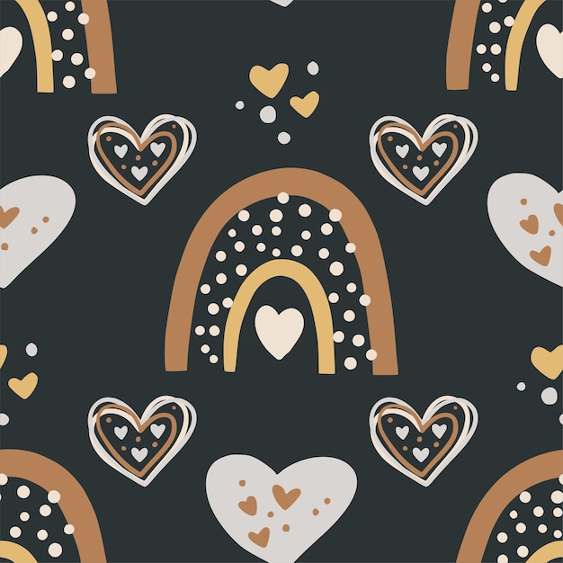 Kids boho vector seamless pattern