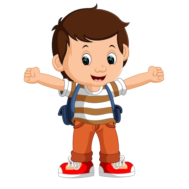 Kids boy with backpacks