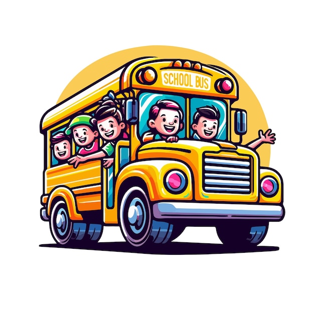 kids in the bus vector ai generated image