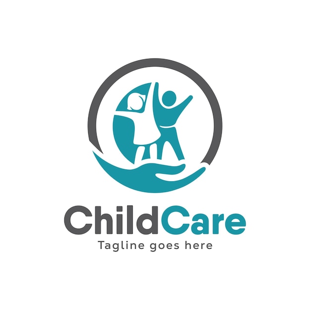 Vettore di disegni del logo kids care o modello di logo child care