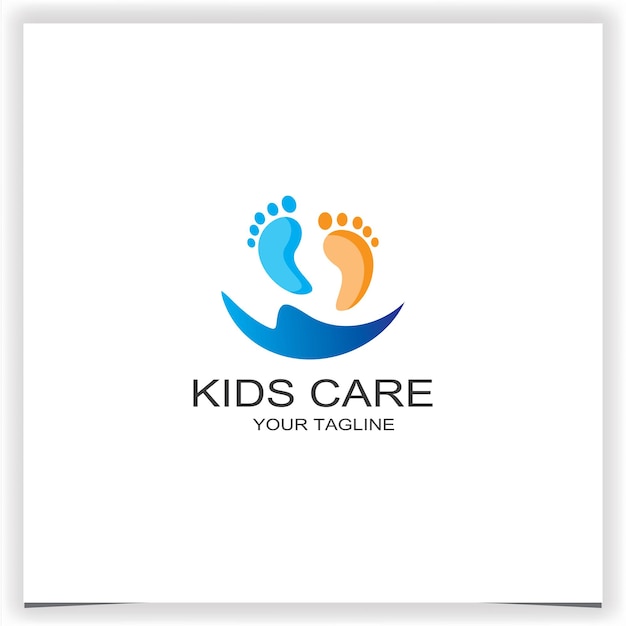 Kids care logo premium elegante modello vettoriale eps 10