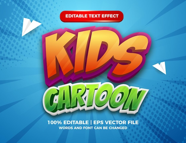 Kids cartoon 3d editable text style effect template