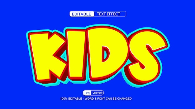 Kids cartoon style editable text effect vector 3d style